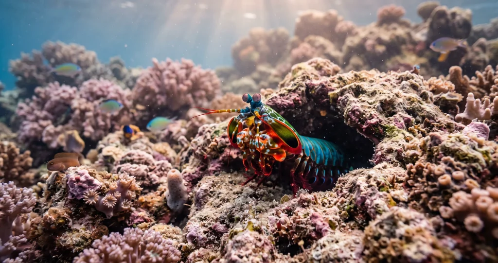 Mantis shrimp punch speed demonstrated as a peacock mantis shrimp strikes hard-shelled prey underwater