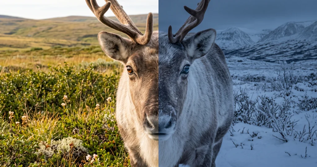 reindeer eyes winter versus summer Arctic light adaptation.