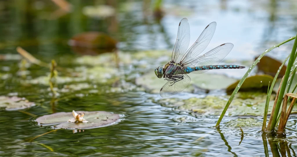dragonfly wing flight showing forewing and hindwing coordination.