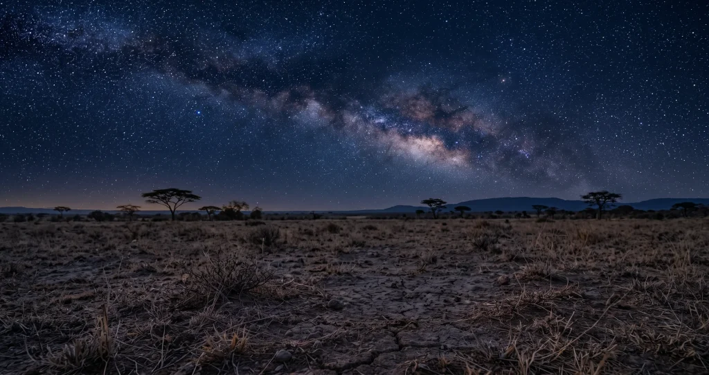 Dung beetle Milky Way navigation showing a nocturnal beetle rolling its dung ball beneath the Milky Way.