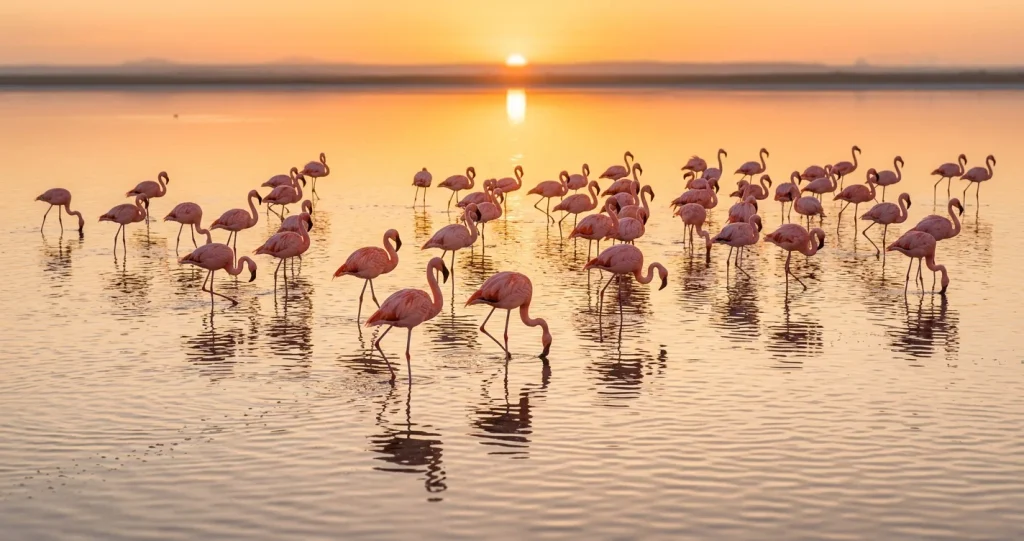 Why flamingos are pink shown by a bright pink adult flamingo.